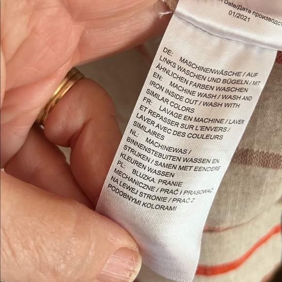 Ulla Popken orange and Cream Striped V-Neck tunic Top linen blend - Picture 7 of 8